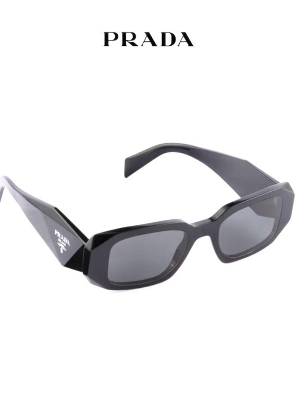 Brand new Authentic Prada Symbole Glossy Black Rectangular Sunglasses